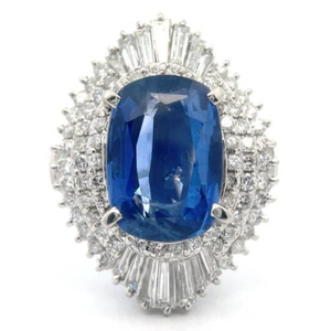 lot 72C image: 7.03 Carat Natural Ceylon Sapphire & Natural Diamond Ring in Platinum w GIA Report  Appraisal Retail $29,386 VIDEO