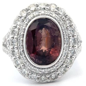 lot 72D image: Rare Karl Haas 5.30 Carat Natural Unheated Brownish Pink Sapphire & Natural Diamond Ring in Platinum w GIA Report  Appraisal Retail $16,300 VIDEO