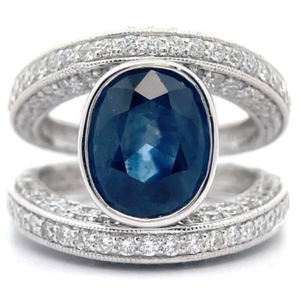 lot 72E image: Alex Kauffman 9.61 Carat Natural Sapphire & Natural Diamond Ring in Platinum w GIA Report  Appraisal Retail $19,320 VIDEO