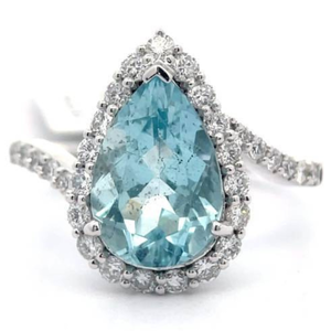 lot 92E image: Oscar Friedman 3.47 Carat Natural Aquamarine & Natural Diamond Ring in Platinum w Appraisal Retail $5,195