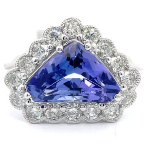 lot 93C image: Oscar Friedman 3.94 Carat Natural Tanzanite & Natural Diamond Ring in Platinum w GIA Appraisal Retail $7,500