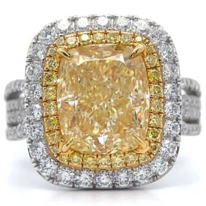 6.32 Carat Natural Fancy Light Yellow Diamond & Natural Diamond Ring in 18K White & Yellow Gold w/ GIA Report + Appraisal; Retail $111,815 *VIDEO*