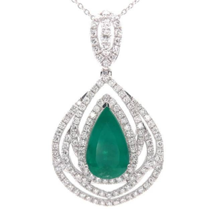 lot 0E image: Oscar Friedman 8.54 Carat Natural Emerald & Natural Diamond Pendant in Platinum w GIA Report  Appraisal Retail $27,182 VIDEO