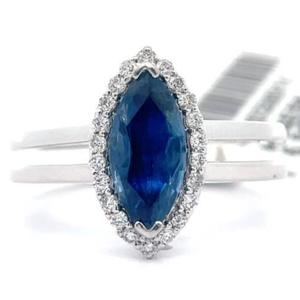 lot 102 image: 1.55 Carat Natural Sapphire & Natural Diamond Ring in Platinum w GIA  Appraisal Retail $6,430
