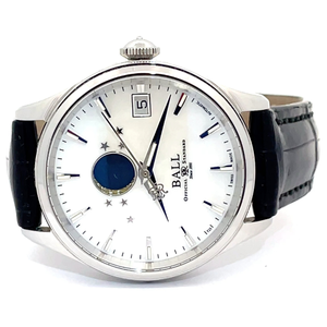 lot 25B image: Ladies BALL Trainmaster Automatic White Mother of Pearl Dial Watch in Stainless Steel (35mm) Retail $2,299
