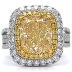 6.32 Carat Natural Fancy Light Yellow Diamond & Natural Diamond Ring in 18K White & Yellow Gold w/ GIA Report + Appraisal; Retail $111,815 *VIDEO*