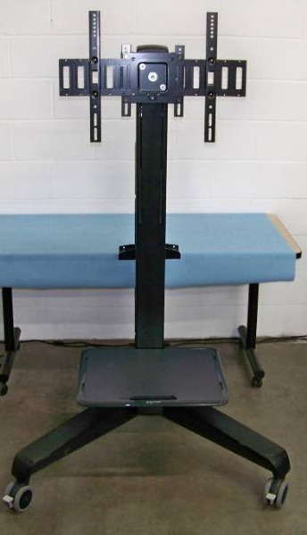 lot 10 image: Ergotron Neo-Flex Heavy-Duty Rolling TV Cart  Stand with Height Adjustable Shelf and Rotating TV Mount