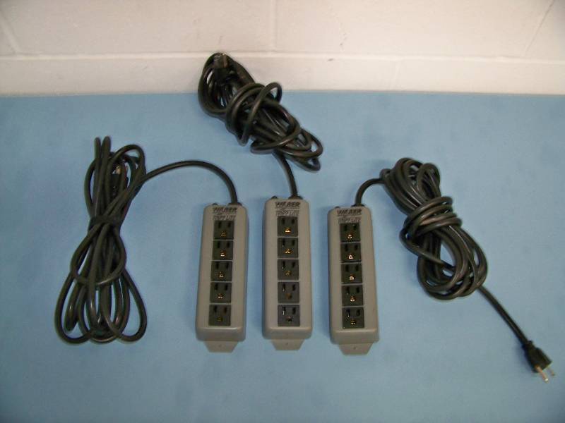 lot 108 image: (3) WABER TRIPP LITE 602-15 5-Outlet Industrial Power Strips - 15 Cord
