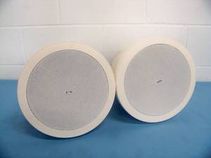 lot 45 image: (2) QSC AD-P6T AcousticDesign Series 6.5 2-Way 60W Pendant-Mount Loudspeakers  Speakers