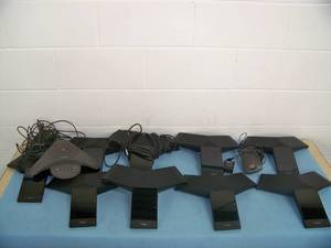 lot 99 image: (9) Polycom RealPresence Trio 2201-66700-001 IP Conference Phones and (1) Polycom SoundStation 2201-00106-001 Digital Conferencing Phone