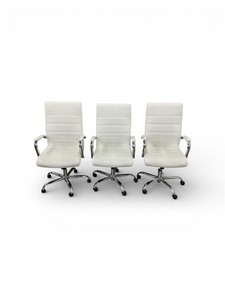 lot 30 image: 3 White Task Chairs
