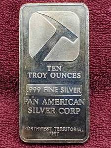 10 oz .999 Silver Bar -- Pan American Silver Corp. -- Northwest Territorial Mint