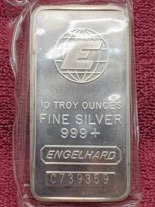 10 oz .999 Silver Bar -- Engelhard in Original Plastic -- C Series