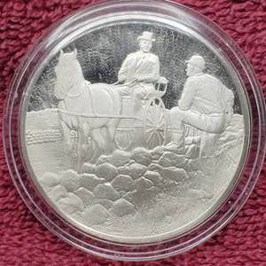 lot 42 image: 1974 Franklin Mint Sterling Silver Medallion--.88 toz Actual Silver Weight,in Airtite