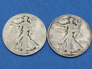 lot 54 image: 2 Walking Liberty Half Dollars--90% Silver