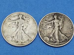 lot 55 image: 2 Walking Liberty Half Dollars--90% Silver