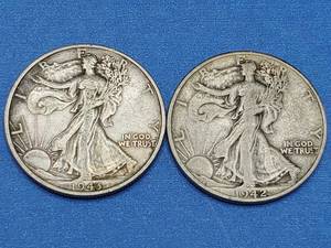 lot 56 image: 2 Walking Liberty Half Dollars--90% Silver