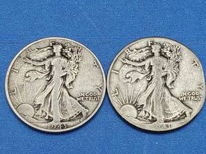 lot 57 image: 2 Walking Liberty Half Dollars--90% Silver