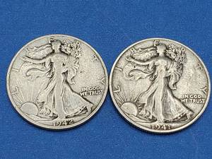 lot 59 image: 2 Walking Liberty Half Dollars--90% Silver