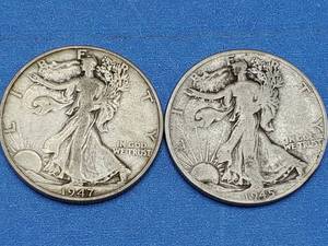 lot 63 image: 2 Walking Liberty Half Dollars--90% Silver