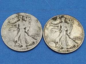 lot 64 image: 2 Walking Liberty Half Dollars--90% Silver