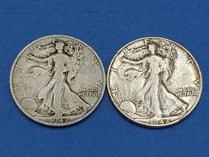 lot 65 image: 2 Walking Liberty Half Dollars--90% Silver