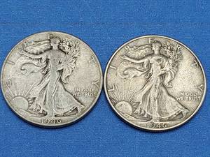 lot 67 image: 2 Walking Liberty Half Dollars--90% Silver