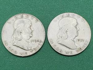 lot 78 image: 2 Franklin Half Dollars--90% Silver