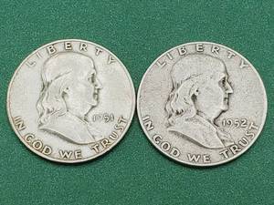 lot 81 image: 2 Franklin Half Dollars--90% Silver