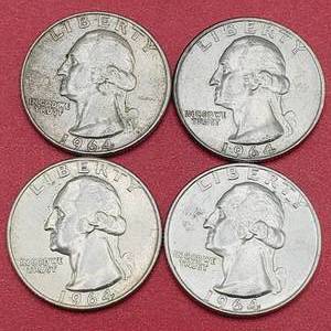 lot 84 image: 4 Washington Quarters--90% Silver