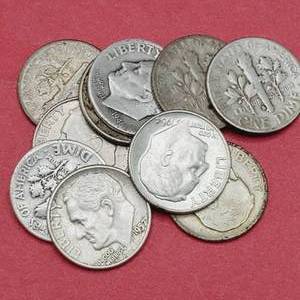 lot 96 image: 10 Rossevelt Dimes--90% Silver