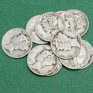 lot 99 image: 10 Mercury Dimes--90% Silver
