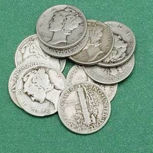 lot 101 image: 10 Mercury Dimes--90% Silver