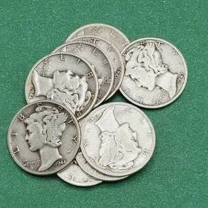 lot 102 image: 9 Mercury Dimes--90% Silver
