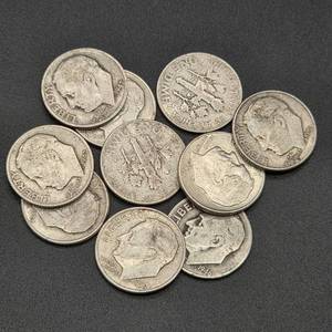 lot 125 image: $1.00 Face Value Silver Roosevelt Dimes (x10)