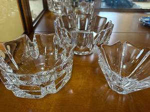 lot 43 image: Orrefors Sweden Crystal Bowls - Clear Lead Crystal, Faceted Edges