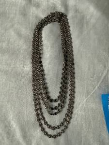 lot 78 image: Gunmetal Floral Rosette Bead Necklace - Multi-Strand Vintage Style Jewelry