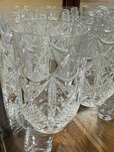 lot 92 image: Stemless WineWater Glasses - 12-Piece Clear Cut Pattern Glassware