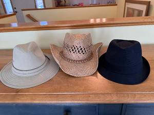 lot 314 image: TwentyOne Men LA Gray Fedora - Doreman Pacific Seagrass Straw Hat - Red Head Fedora