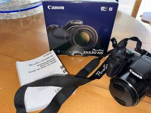 lot 411 image: Canon PowerShot SX530 HS Wi-Fi 50x Zoom Digital Camera with Box & Charger