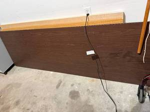 lot 455 image: 8 ft Banquet Table - Dark Wood Grain Laminate Top