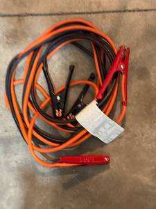 lot 462 image: Jumper Cables - Orange Insulated Cables with Red Positive & Black Negative Clamps