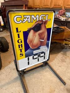 lot 474 image: Camel Lights Advertising Sign - Vintage 1969 RJ Reynolds Tobacco Co.