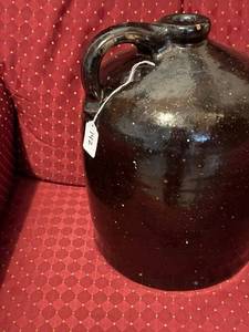 lot 485 image: Stoneware Jug - Large Black Glazed with Handle