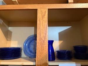 lot 492 image: Blue Massware Cobalt Blue Glass Dishware Set - Plates, Bowls & Pitcher