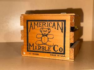 lot 504 image: American Marble Co. Wooden Marble Crate - 12 Dozen, Made in USA