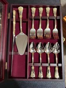 lot 512 image: Royal Albert Floral Rose Pattern Silver Plate Cutlery Set in Presentation Box