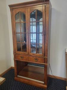 lot 109 image: Pair of Wooden Glass Display Cabinets with Drawers
