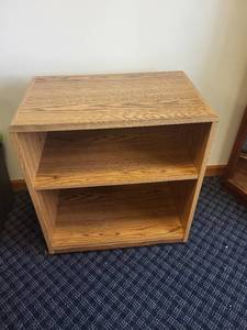 lot 115 image: Oak-Finish 2-Shelf Rolling Bookcase on Casters