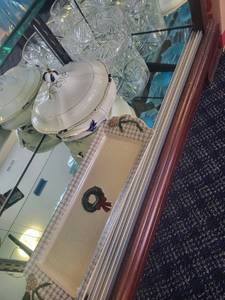 lot 130 image: Vintage Porcelain Covered Tureen, Holiday Tray, and Cut Glass Bowl Set